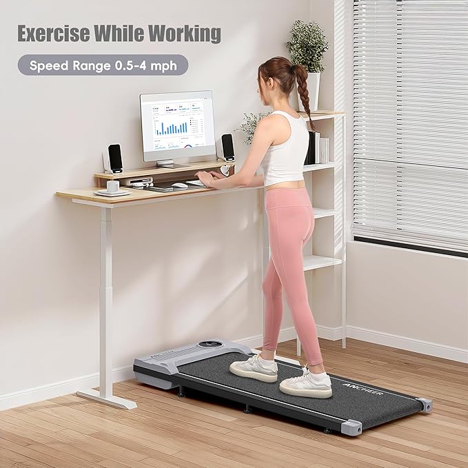 ANCHEER Walking Pads, 2 in 1 Under Desk Treadmill 2.5HP Compact Running Machine with Remote Control, 300lbs Weight Capacity for Home/Gym/Office,Ultra-Quiet, Installation-Free