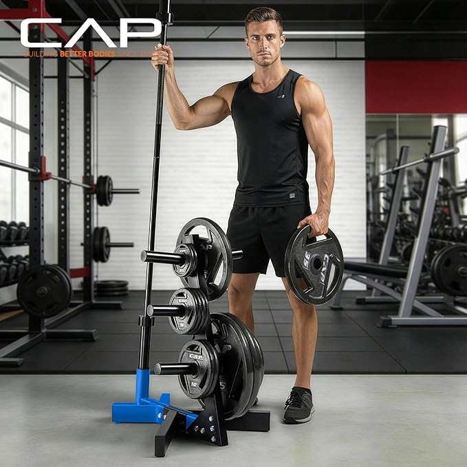 Cap Barbell Olympic Plate Tree Storage Rack, Multiple Colors