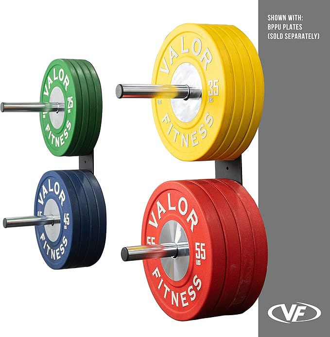 Valor Fitness Wall Mounted Weight Plate Storage Holder/Rack for Bumper Plates and Olympic Weight Plates