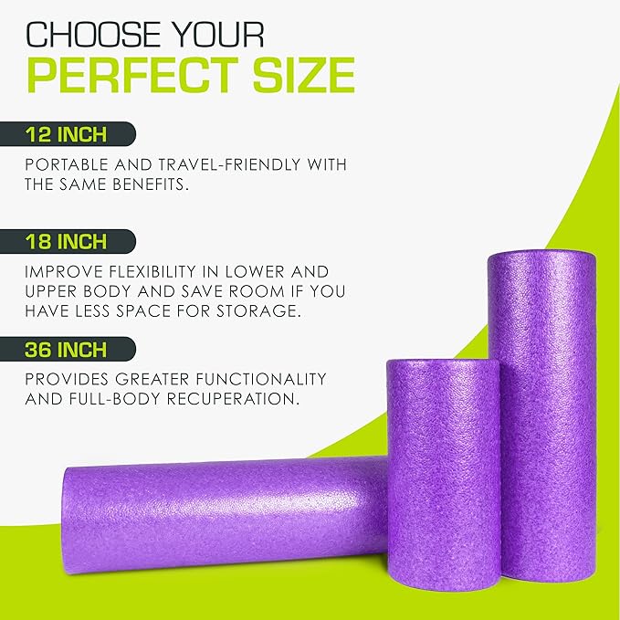 ProsourceFit High Density Foam Rollers Long, Firm Full Body Athletic Massage Tool for Back Stretching, Yoga, Pilates, Post Workout Muscle Recuperation