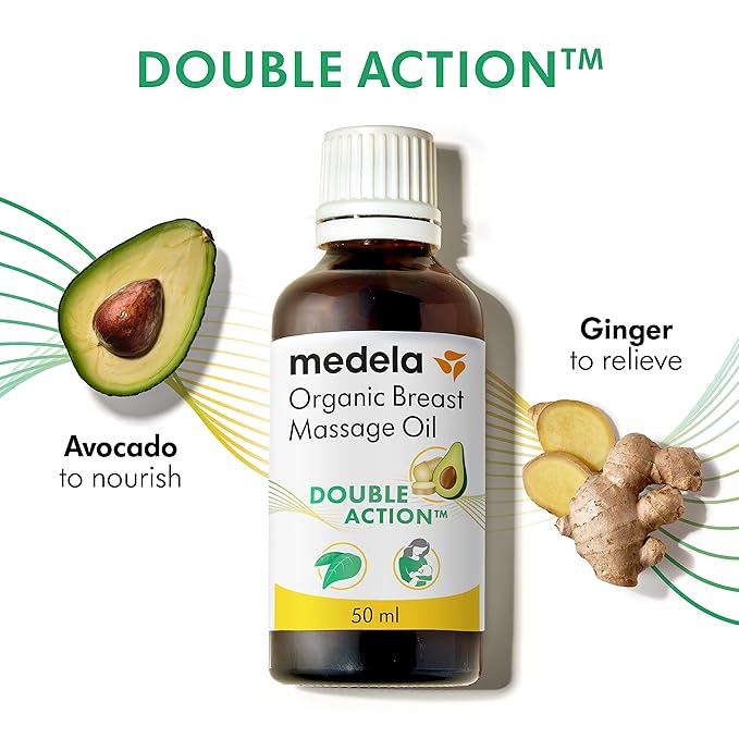 Medela Organic Breast Massage Oil for Breastfeeding Mothers | Relieve Breast Tenderness and Fullness | All-Natural Formula with Nourishing Ingredients I Made in Canada, 1.69 fl. oz.