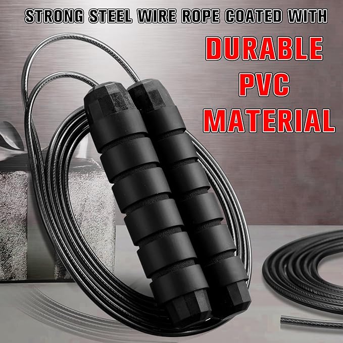Junkin 12 Pieces Jump Ropes for Fitness with Ball Bearings Speed Jumping Adjustable Skipping Rope with Foam Handles Exercise Stuffer for Men Women Cardio Training Slim Body