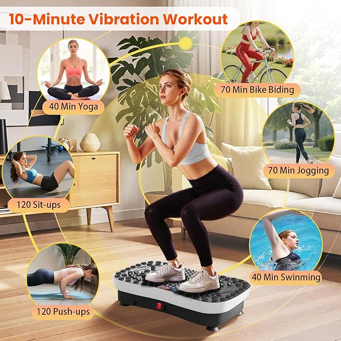 AXV Vibration Plate Fitness Platform Exercise Machine Vibrating Lymphatic Drainage Shaking Workout Full Body Shaker Vibrate Stand Shake Board Sport Gym Pad for Weight Loss Fat Burner for Women Men