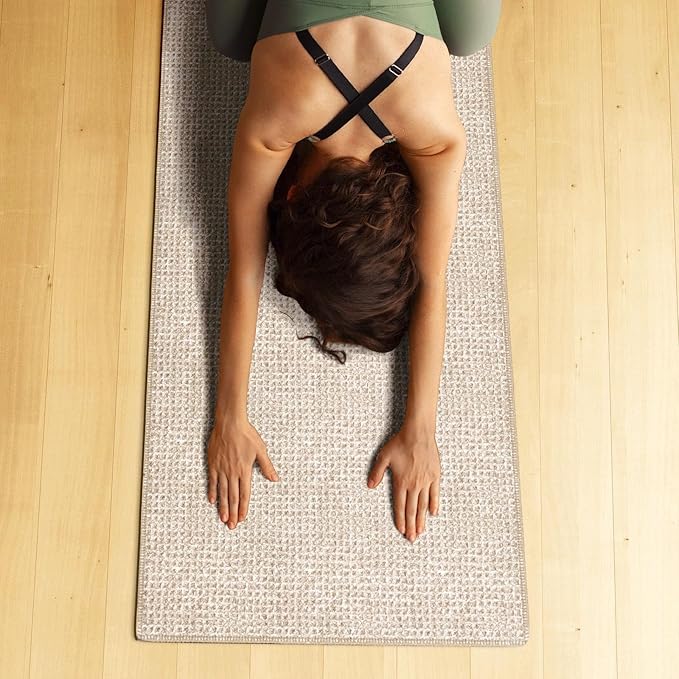 Hot Yoga Towel,Microfiber Yoga Mat Towels Non Slip for Hot Yoga Absorbent Microfiber Sweat Anti-Slip Cover,Bikram,Pilates,Exercise,Fitness 24 inch X 72 inch Beige 2 Pack