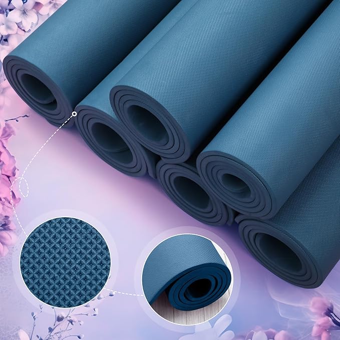 Timgle 6 Pcs 10mm Thick Yoga Mat Bulk, 68 x 24 Inches, Anti-slip Tear-resistant Exercise Mat Adult Kids Gym Mats for Fitness, Stretching, Workout and Studio, Outdoor Yoga, Pilates
