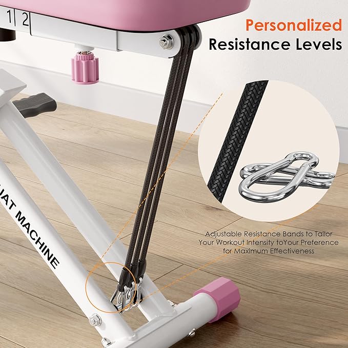 SogesHome Squat Machines Rowing Machine for Home, Foldable & Full Body Exercise Workout Equipment with Adjustable Resistance Bands for Women, Row and Ride Squat Machine for Glutes and Abs, 330 LBS