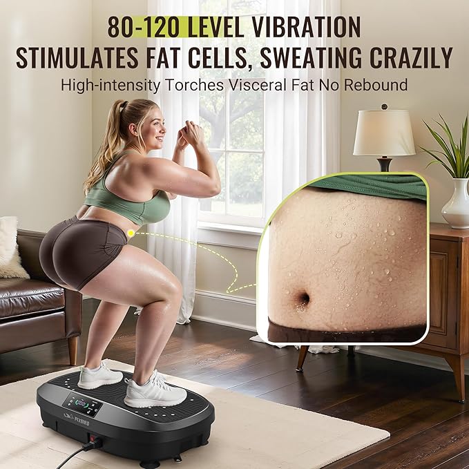 FLYBIRD Vibration Plate Exercise Machine, Adjustable Speed High Intensity Vibration for Muscle Toning Weight Loss Lymphatic Drainage, Full Body Workout Vibration Plate