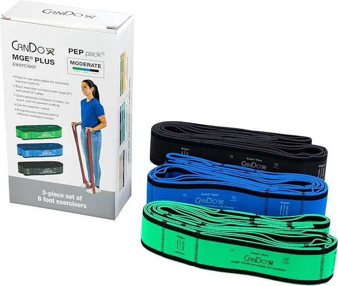 CanDo MGE Plus PEP, 6 Foot Exerciser, 9 Loops, Set of 3