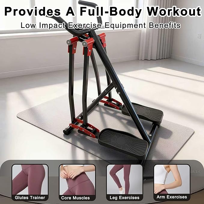 ZeHuoGe Air Walking Elliptical Machine - Foldable Cardio Cross Trainer Glider for Full-Body Low-Impact Exercise with LCD Display Ideal for Home Gym