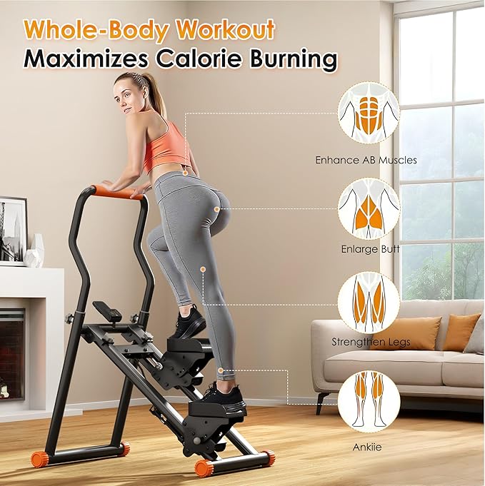 SogesPower Stair Stepper for Home Gym,Folding Vertical Stair Climber with Adjustable Handlebar & Pedals,Cardio Stair Master for Full-Body Workout,Climbing Exercise Machine for Women Men