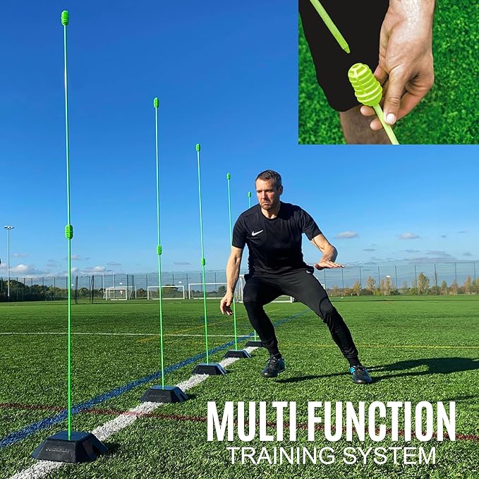 QUICKPLAY PRO Speed + Agility Set, Multi-Sport Training Agility Poles | Cones | Speed Hurdles | Soccer Tennis | Crowd Barrier
