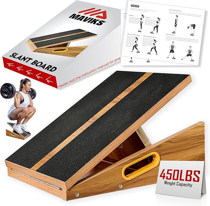 Professional Adjustable Calf Stretcher Slant Board for Squats for Ankle and Achilles Stretching, Posture Wooden Slant Board for Calf Stretching, Squat Wedge for Physical therapy & Exercise