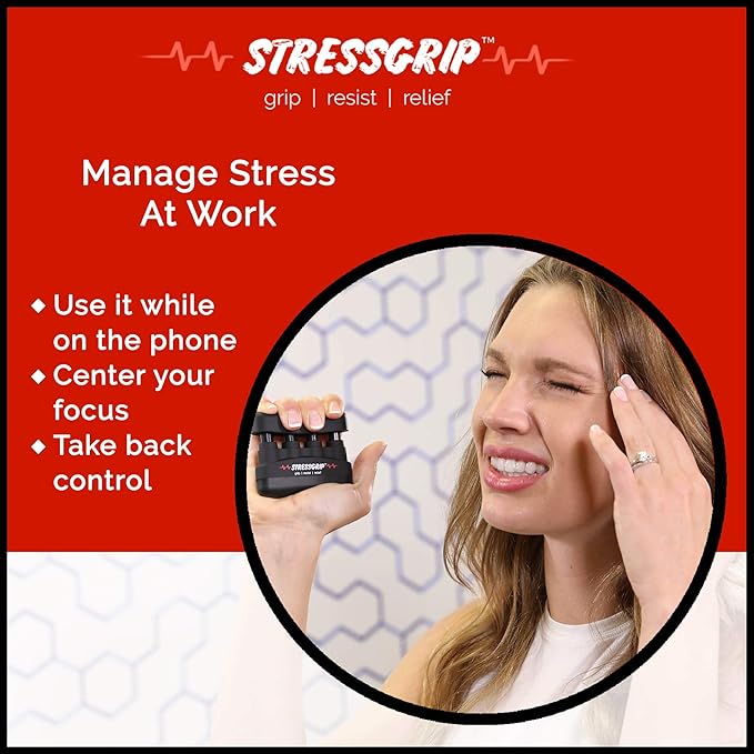 Stress Relief for Adults (Large) - A Stress & Anxiety Relief Device - Comfortable Hand Exerciser - Stress Reliever & Hand Gripper - Black