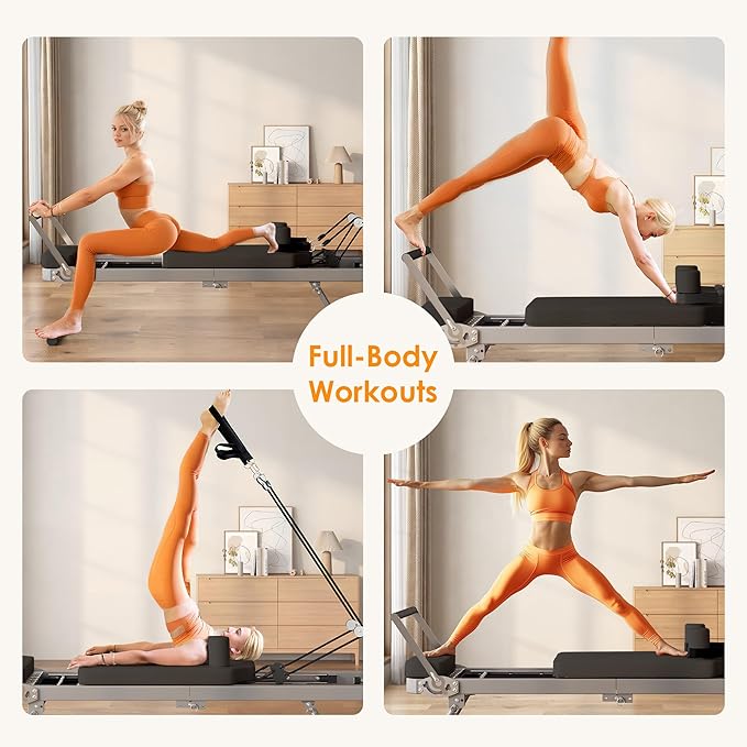 Pilates Reformer Machine for Home Use,Foldable Studio Grade Pilates Equipment, Reformer Pilates Machine with 5 Springs & 11 Resistance Levels | Suitable for Beginners& Professionals