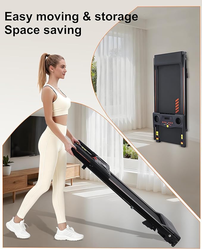 Treadmill with Incline, 3.0 HP Small Treadmills for Home with 300 LBS Capacity, Incline Walking Pad Treadmill with Handle Bar, LED Dispay, 24 Preset Programs, Water Bottle Holder, iPad Stand