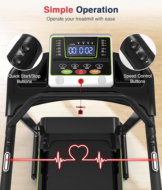 Redliro Walking Treadmill with Long Handrail for Balance, Recovery Fitness Exercise Machine Foldable for Home use with Holder for Phone & Cup,LCD Display, 300 lbs Capacity