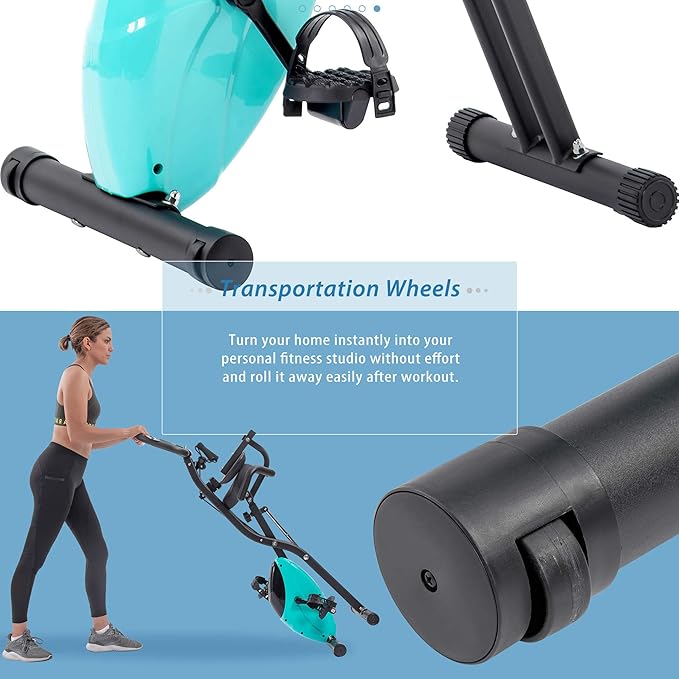 Merax Exercise Bike Folding Exercise Bike Indoor Upright Recumbent Fitness Cycling Bike Magnetic X-Bike with 16-Level Adjustable Resistance for Home Workout 350LB Weight Capacity