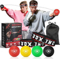 Headband Boxing Reflex Ball, 3 Levels Reaction Ball with 2 Adjustable Headbands, Boxing Training Equipment for Reaction, Punching Speed, Hand Eye Coordination