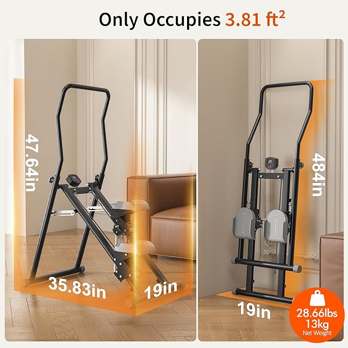 MOMODA Stair Stepper Resistance Adjustable Folding Vertical Climber Machine for Home Gym Full-Body Workout