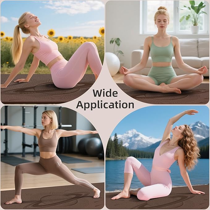 Large Yoga Mat, 72"x40"x0.4"Thick, Extra Wide Exercise Mat, Oversized Non Slip Workout Mat with Strap for Yoga, Pilates, Fitness, Home Gym Studio