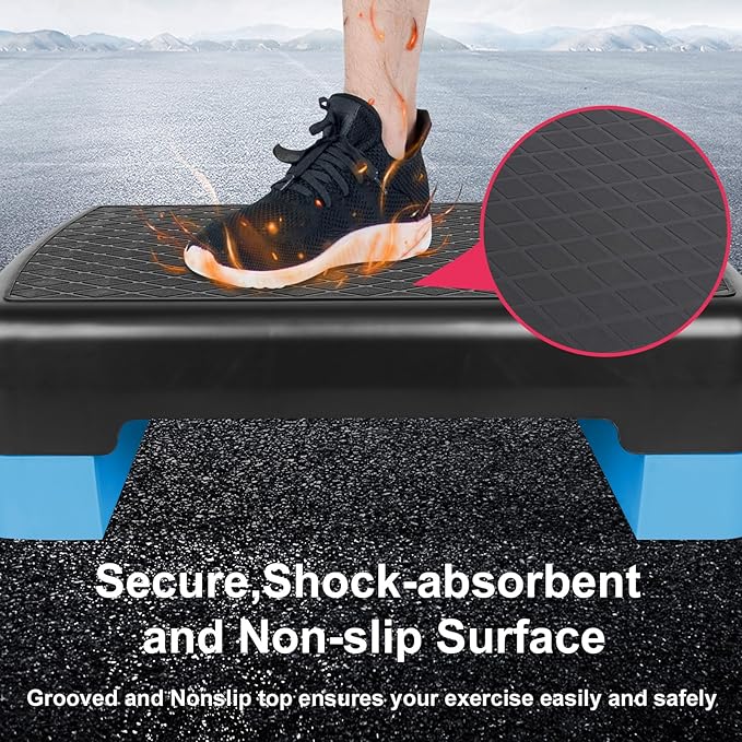 Exercise Workout Aerobic Step Platform Trainer, 18" Aerobic Stepper with 4"-6" Adjustable Height Risers