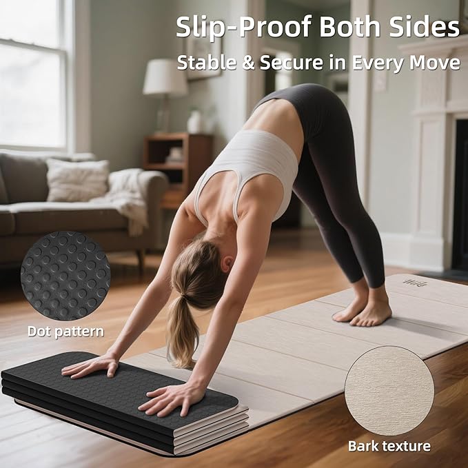 1/2 Inch Extra Thick Yoga Mat Pilates Equipment, 70"x24" Odorless Workout Mats for Home Gym, Non-slip Exercise Mats for Women Men Home Workout, Foldable Yoga Mats for Travel Camping Sleeping