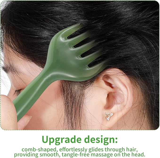 2Pcs Head Massager Manual Hair Scalp Massager Gua Sha Five Claw Massage Tool Comb Portable Handheld Resin Relax Tool for Father's Day Mother's Day Gifts (Green)