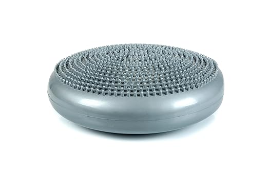 CanDo Inflatable Balance Disc for Balance Training, Proprioception, Strengthening Lower Extremities, Posture, Back Pain, Stress Relief, Restlessness and Anxiety. Silver, 14” Diameter (Pack of 5)