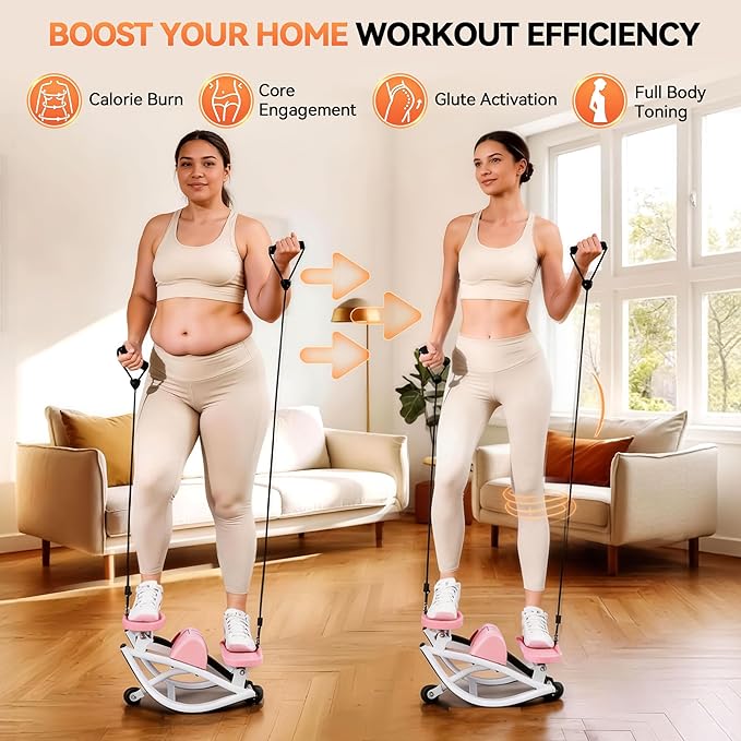 Gannyfer Rock Stepper with Digital Display, Side to Side Lateral Stepper Machine with Resistance Bands for Home Workout, Low-Impact Fitness Equipment for Legs, Glutes & Core