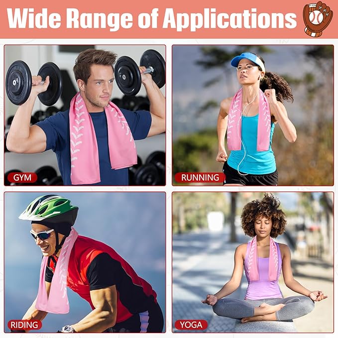 12 Pcs Cooling Towel Baseball Football Basketball Breathable Chilly Softball Soccer Ice Towel, 40"x12" Tennis Microfiber Accessories for Player