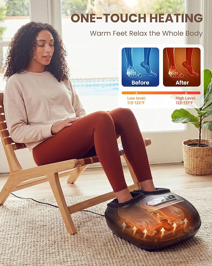 CILI Foot Massager with Heat,Heated Feet Massager for Plantar Fasciitis & Neuropathy Pain Relief, Deep Kneading Vibration Compression