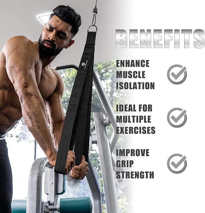 EVMT Total Body Rope 27 inch & 20 inch for Cable Machine – LAT Pulldown Attachments, Heavy-Duty Tricep Rope, Gym Strength Training, Home Pulley System, Cable Accessories, Workout Equipment