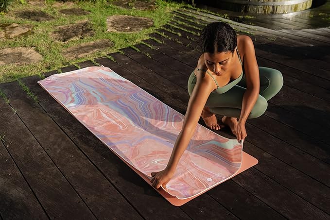 yogadesignlab | The HOT Yoga Towel | Premium Non Slip Colorful Towel | Designed in Bali | Eco Printed + Quick Dry + Mat Sized | Ideal for Hot Yoga, Bikram, Ashtanga, Sport, Travel! (Pearl)