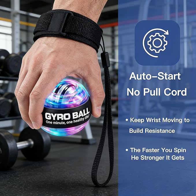 2026 Upgraded Torque Ball Wrist Exerciser, Auto-Start Gyroscopic Forearm & Hand Strength Trainer, Resistance Training Tool