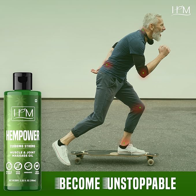 Hempower – Massage Oil for Muscle & Joint Pain – 25,000 MG | Ultra-Strength Hemp Formula | No Artificial Fragrance | Supports Active Lifestyle, Fast Acting Long Lasting | 3.38 fl oz (100 ml)