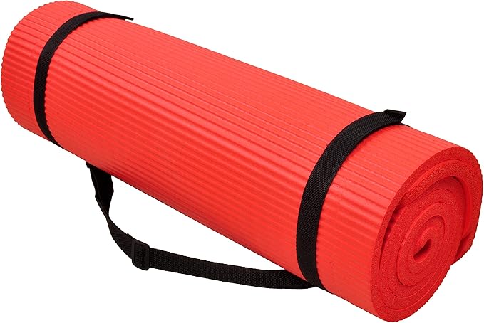 Fitvids All Purpose 1/2-Inch Extra Thick High Density Anti-Tear Exercise Yoga Mat and Knee Pad with Carrying Strap, Multiple Colors