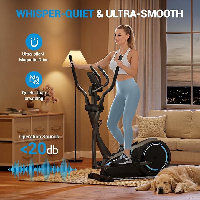 THERUN Elliptical Exercise Machine, Hyper-Quiet Magnetic Elliptical Machine for Home, 15.3IN Stride Elliptical Training Machines with 16 Resistance Levels, 17.6LBS Flywheel