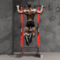 soges Pull Up Bar Dip Station, Power Tower with A Backrest, Adjustable Height Pull Up Bar Stand, Multi-Function Home Gym Strength Training,Red