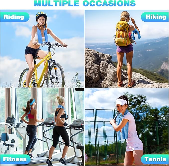 MENOLY 10 Pack Cooling Towels, Cooling Towels for Neck and Face, Sweat Microfiber Towel Soft Breathable Towel for Gym, Yoga, Camping, Running, Fitness, Workout & More Activities