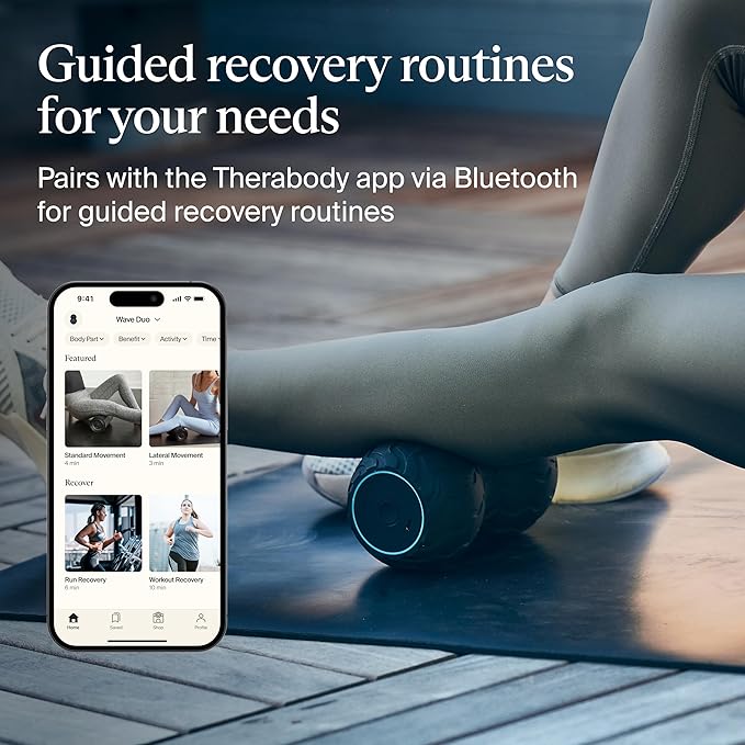 TheraGun Therabody WaveDuo - Ergonomically Contoured Foam Roller - Bluetooth Enabled Muscle Roller for Your Back, Neck & Spine with 5 Customizable Vibration Frequencies in Therabody App (Pack of 2)
