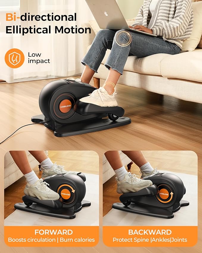 YOSUDA Under Desk Elliptical Electric, Elliptical Machine for Seniors,Fully Assembled Seated Pedal Exerciser with Remote Control with Free Footstraps & 10 Adjustable Speeds