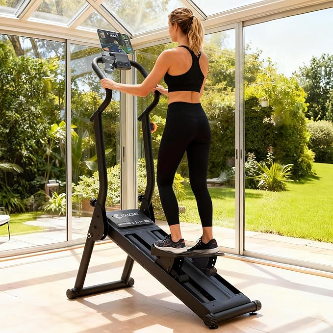 Upgraded Magnetic Stair Stepper for Home, 16-Level Adjustable Resistance up to 77LBS, with Cup Holder & Bluetooth APP, Folding Compact Cardio Climber, 350LBS Capacity