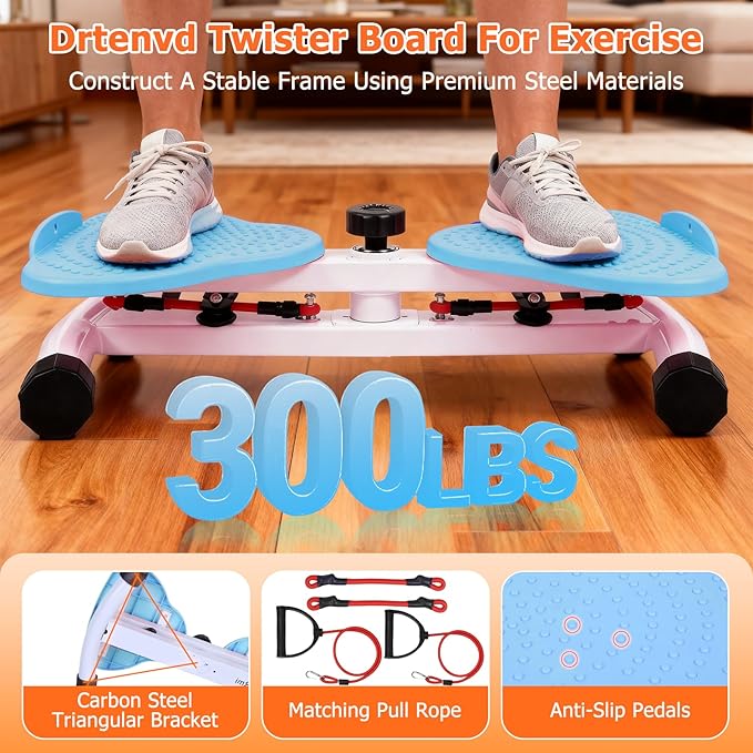 Waist Twister Machine Exercise, Ab Twister Board for Slim Waist and Core Ab Exercise, Noiseless Ab Machine with 300 lbs Weight Capacity, Home Gym Workout Equipment for Women Men
