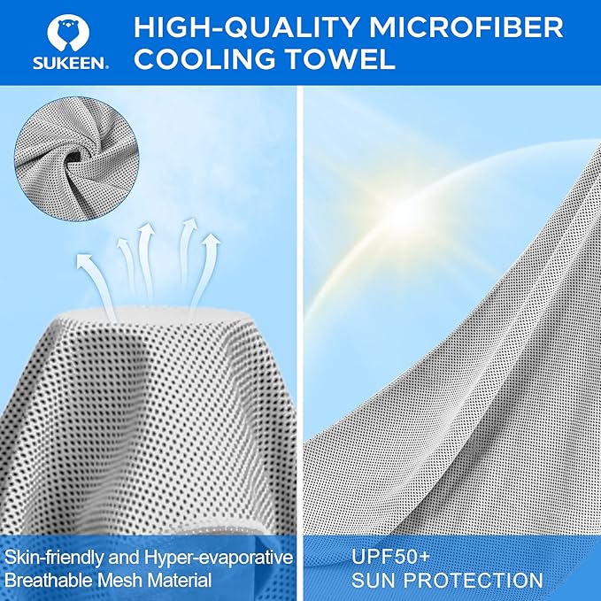 Sukeen 4 Pack Cooling Towels (40"x12"), Cooling Neck Wraps, Ice Towel, Soft Breathable Chilly Towel,Microfiber Towel for Yoga,Sport,Running,Gym,Workout,Camping,Fitness,Workout & More Activities