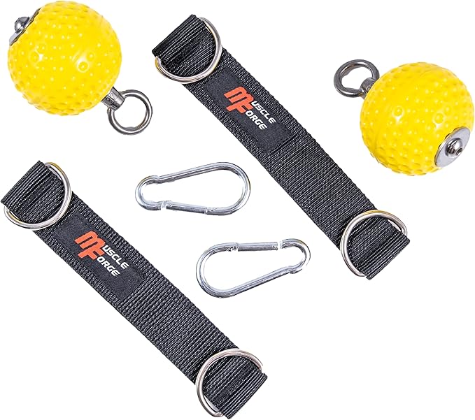 Pull Up Grips Ball – Enhance Grip Strength & Forearm Training – 2.8inch Non-Slip Surface Grip Balls – Includes Carabiners & Straps – Max Load 530lbs – Ideal for Climbing, Calisthenics