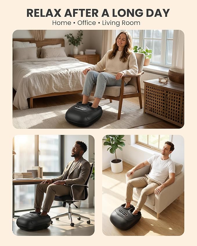 CILI Foot Massager with Heat, Shiatsu Foot Massager for Pain Relief & Plantar Fasciitis, Electric Heated Feet Massager with Kneading, Compression & Vibration, Washable Sleeve, FSA Eligible HSA