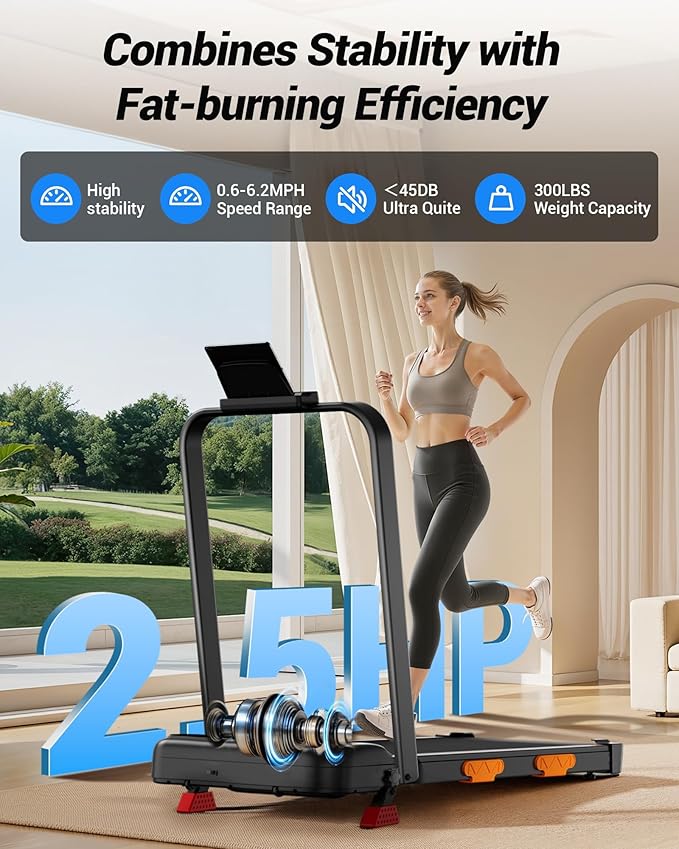 CURSOR FITNESS 3-in-1 Walking Pad Treadmill with 15% Incline 0.6-6.2MPH Foldable Quiet Walking Pad for Home Office 2.5HP Under Desk Compact Treadmill with 300LBS Capacity