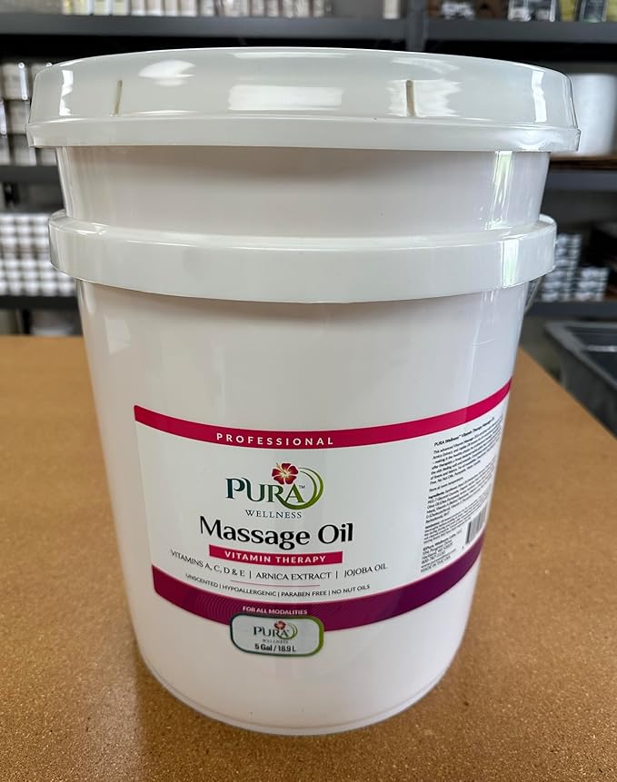 Vitamin Therapy 5 Gallon Massage Oil, Vitamin E, Professional, Massage Therapy, Deep Tissue, Unscented, Hypoallergenic, Natural Ingredients, Skin Hydrating, Moisturizing, Muscle Relief