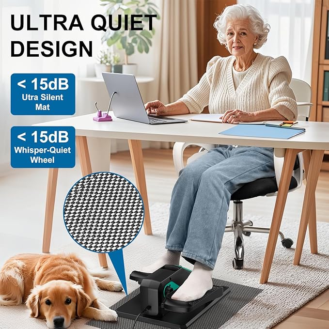 VIVURN-018 Under Desk Elliptical 12 Speed 5 Modes Mini Motorized Leg Exerciser While Sitting for Seniors As Seen on TV with Non-Slip Mat Quiet & Portable Electric Pedal Exerciser for Home and Office