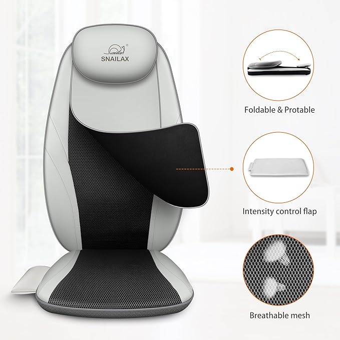 Snailax Shiatsu Massage Cushion with Heat Massage Chair Pad Kneading Back Massager for Home Office Seat use